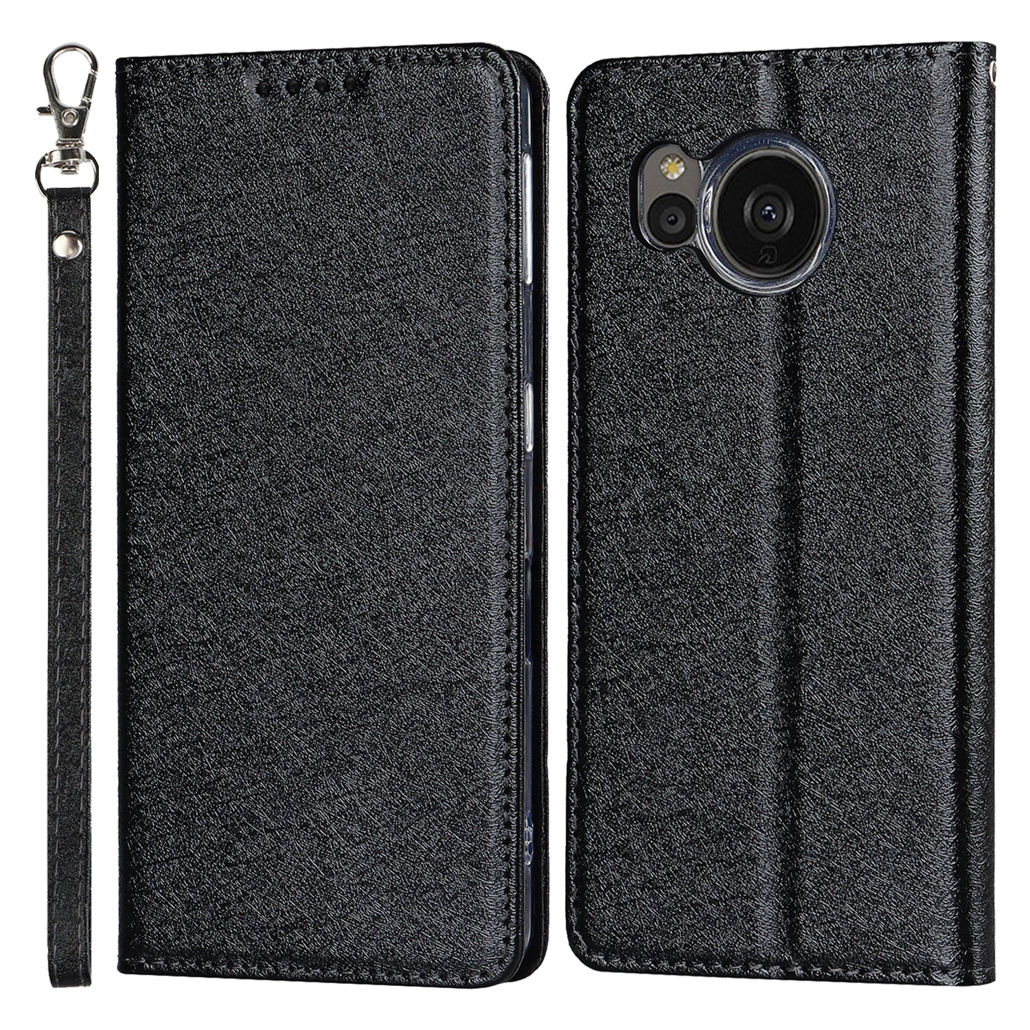 For Sharp Aquos Sense 7 Anti-Fingerprint PU Leather Wallet Phone Case Silk Texture Stand Phone Cover Protector with Wrist Strap For Sharp Aquos Sense 7 Anti-Fingerprint PU Leather Wallet Phone Case Silk Texture Stand Phone Cover Protector with Wrist Strap